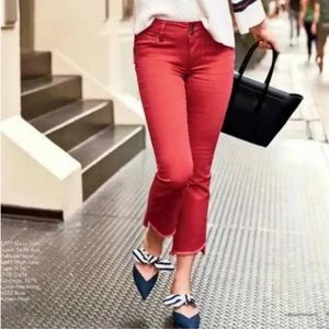 Cabi red high low crop jeans